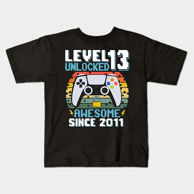 Level 13 Unlocked Awesome Since 2011 Kids T-Shirt by Asg Design